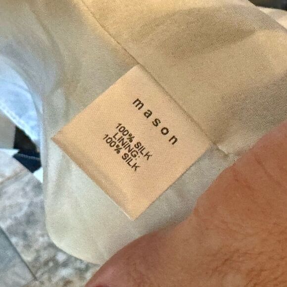 Michelle Mason 100% Silk Black & White Asymmetrical Shift Maxi Dress Size 2 - Picture 7 of 11